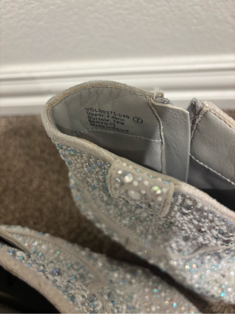 Very G Crystal-Embellished White Western Ankle Boots - Picture 3 of 6